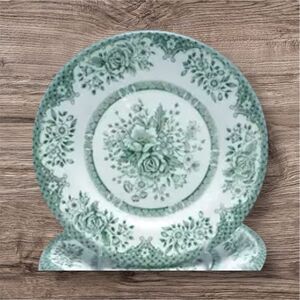 Vintage Elegant Cream and Green Decorative Plate